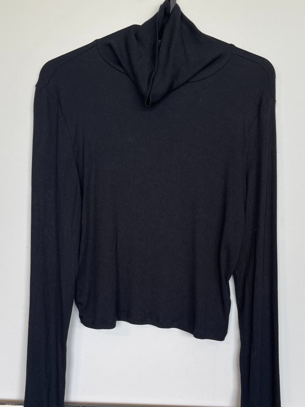 ARITZIA SUNDAY BEST CROPPED RIBBED BODYCON TURTLENECK IN BLACK SIZE LARGE